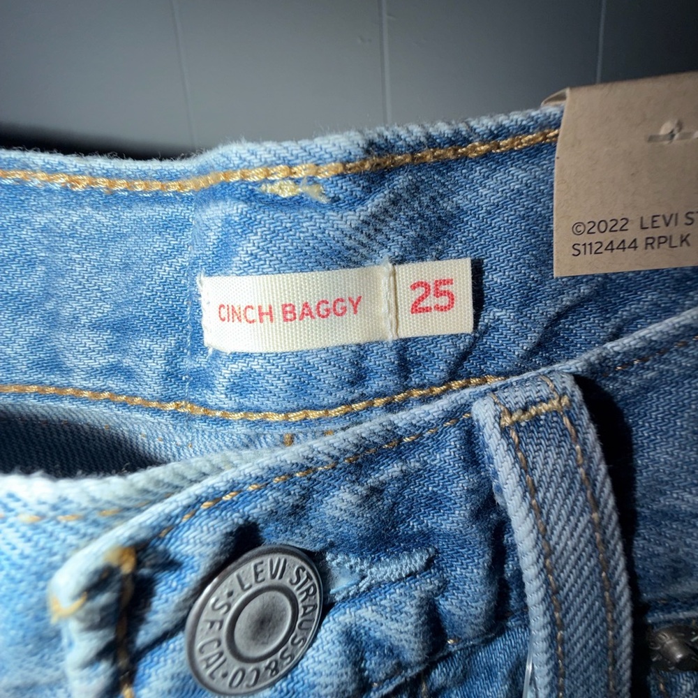 Women Levi's Cinch Baggy Light Blue Jeans - Picture 2 of 8